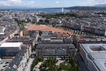 Fototapeta premium Aerial view of plainpalais in Geneva - Switzerland