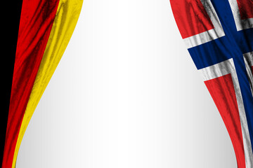 Flag of Germany and Norway with theater effect. 3D illustration