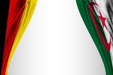 Flag of Germany and Algeria with theater effect. 3D illustration