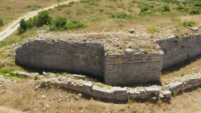 Stone ruins of ancient town of Asseria in Dalmatia, Croatia