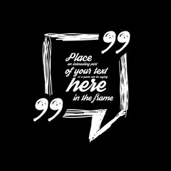 Drawn quote blank template. Vector illustration on black