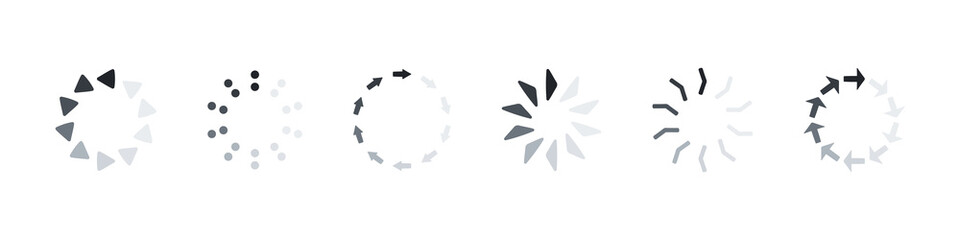 Loading icon set. Download or Upload. Loader icon circle button. Vector illustration