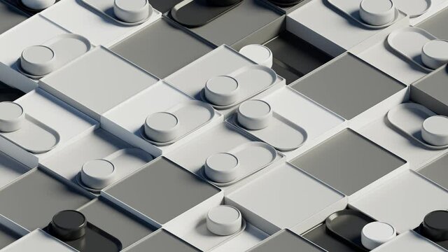 3d abstract background with repetitive pattern shapes. Monochrome gamma. Two colored. Isometric color.