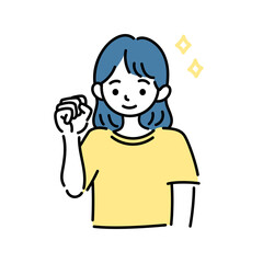 ガッツポーズで応援する女の子のイラスト