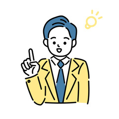 ひらめきポーズの男性のイラスト