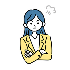 腕組みをして怒っている女性のイラスト