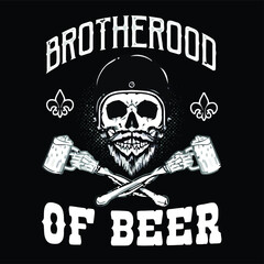 brotherhood of beer cafe racer biker skull   poster design vector illustration for use in design and print poster canvas