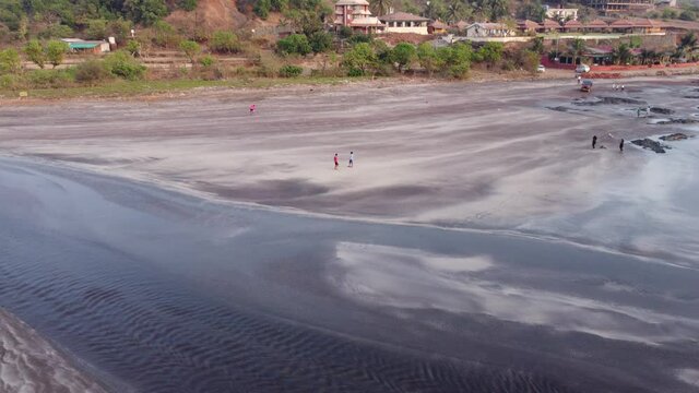 Aerial footage of Ladghar beach at Dapoli, located 200 kms from Pune on the West Coast of Maharashtra India.