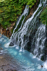 Obraz premium 青い川と滝 美瑛町 