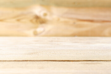 he empty wooden desk with a small depth of field