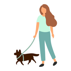 Vector illustration of a girl with a dog