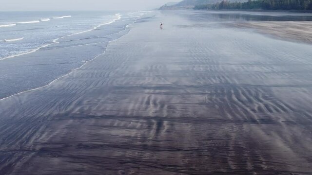 Aerial footage of Ladghar beach at Dapoli, located 200 kms from Pune on the West Coast of Maharashtra India.
