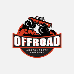 Off-road car logo illustration, with emblem design Offroading suv adventure, extreme competition emblem and car club element. © Saiful