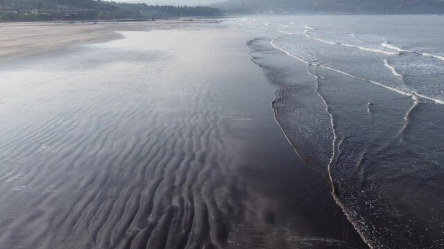 Aerial footage of Ladghar beach at Dapoli, located 200 kms from Pune on the West Coast of Maharashtra India.