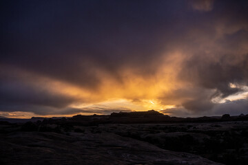 Sunrise Lights The Heavy Clouds Over The Needles