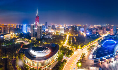 Naklejka premium Changzhou city architecture landscape night view
