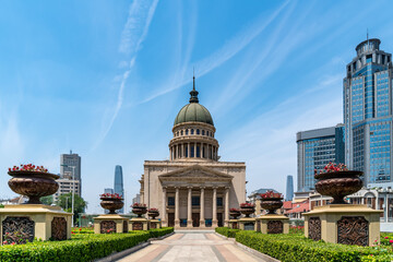 Obraz premium Architectural landscape of the central block of Tianjin Xiaobailou