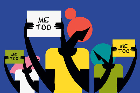 Illustration of women holding a 'Me Too' placard