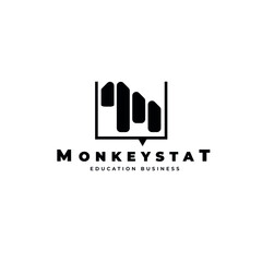 A graphic illustration or logo with a statistical shape object in the form of a monkey animal graphic can be used as a company logo or a statistics application logo 