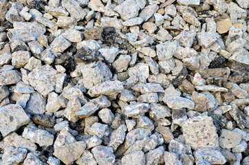Concrete after crushing for recycling. Reuse crushed concrete rubble, asphalt, building material,...