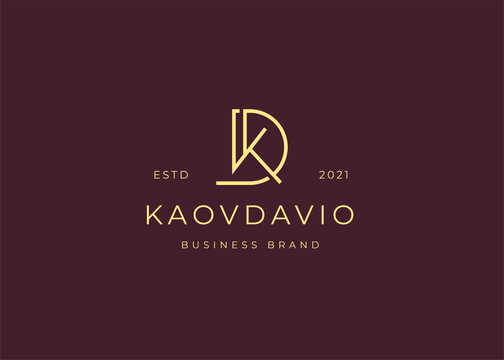 Minimalist Letter initial K D logo design template, monoline style. Branding for fashion, personal or company brand. Vector illustrations
