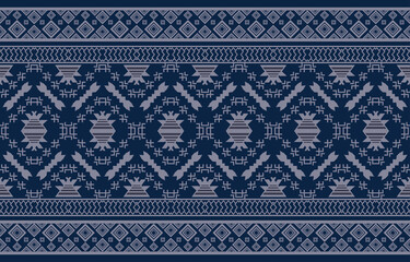 Obraz premium Geometric oriental tribal ethnic pattern traditional background Design for carpet,wallpaper,clothing,wrapping,batik,fabric,Vector illustration embroidery style.