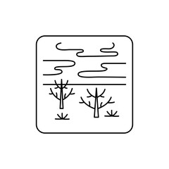 Barren landscape line color icon. Isolated vector element. Outline pictogram