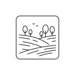 Meadow line color icon. Isolated vector element. Outline pictogram