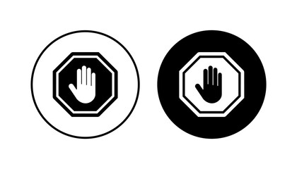 Stop icon set. stop road sign. hand stop icon vector