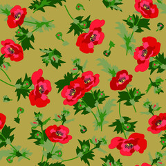 seamless pattern with poppies