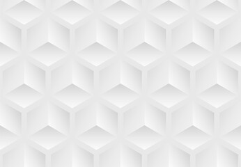 White seamless volumetric texture. Hexagonal modern pattern. Vector illustration