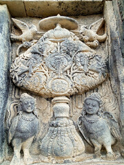 Yogyakarta Indonesia 31 May 2021, The relief of stone carvings in the shape of a birds at the...
