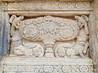 Yogyakarta Indonesia 31 May 2021, The relief of stone carvings in the shape of a cat and dog at the Prambanan temple which is also a tourist spot for local residents and foreigners