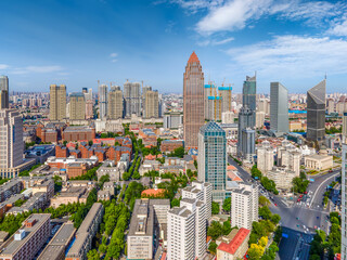 Naklejka premium Aerial photography of Tianjin urban architectural landscape