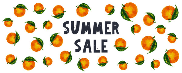 summer sale banner with fruits orange letter vector