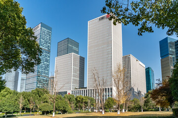 Obraz premium Modern architectural landscape of Hangzhou Qianjiang New Town CBD