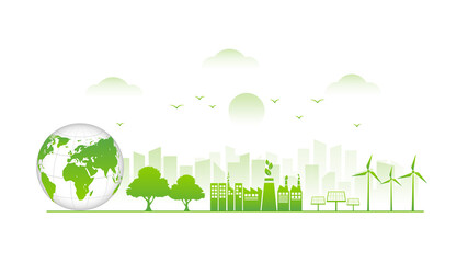 Fototapeta premium Sustainable development, World Environmental and Ecology friendly concept, Vector illustration