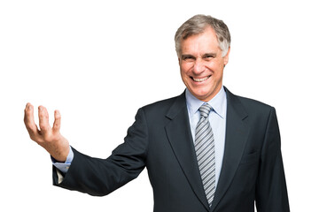 Businessman keeping his hand open