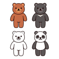Cute cartoon bears set