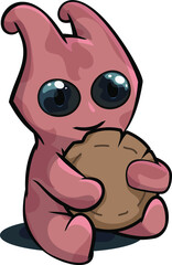 Little smiling pink pet with cookies