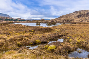 A view towards Loch Ba near Glencoe, Scotland on a summers day