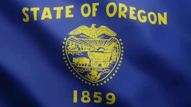 3d flag of state Oregon fluttering in the breeze background. 4K animated seamless loop video clip in a realistic way