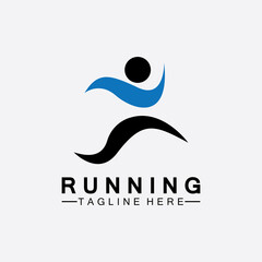 Running people logo symbol vector illustration design.Healthy running marathon athletes sprinting vector logo