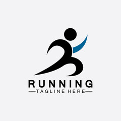 Running people logo symbol vector illustration design.Healthy running marathon athletes sprinting vector logo
