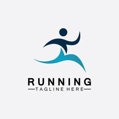 Running people logo symbol vector illustration design.Healthy running marathon athletes sprinting vector logo