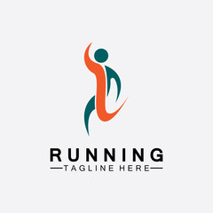 Running people logo symbol vector illustration design.Healthy running marathon athletes sprinting vector logo