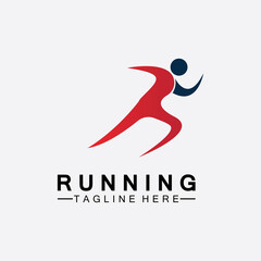 Running people logo symbol vector illustration design.Healthy running marathon athletes sprinting vector logo