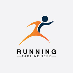 Running people logo symbol vector illustration design.Healthy running marathon athletes sprinting vector logo