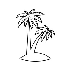 palm tropical tree set icons black silhouette illustration isolated on white