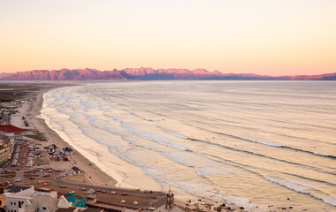 Elevated panoramic view of Muizenberg beach Cape Town